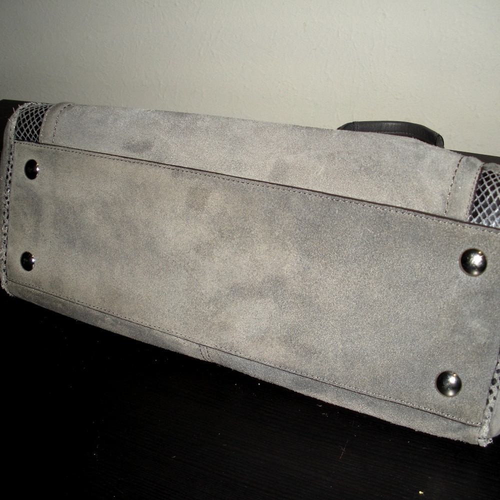 Coach Suede Leather Large Handbag Gray/Grey - Picture 6 of 6